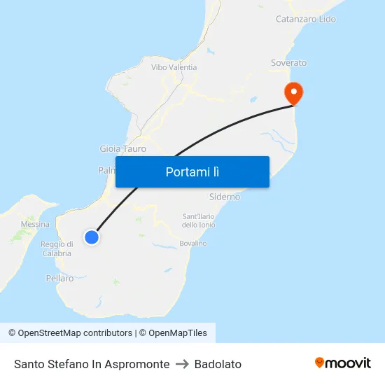 Santo Stefano In Aspromonte to Badolato map