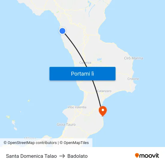 Santa Domenica Talao to Badolato map