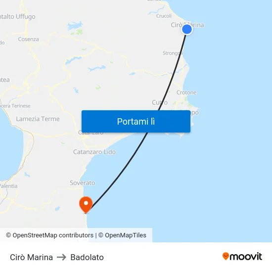 Cirò Marina to Badolato map