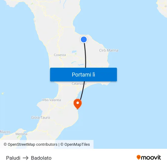 Paludi to Badolato map