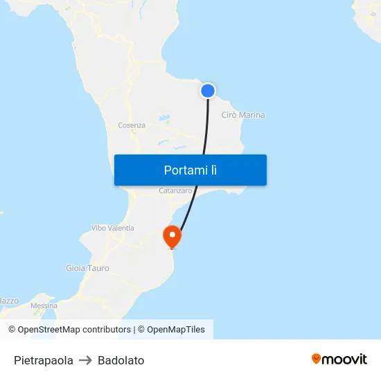Pietrapaola to Badolato map