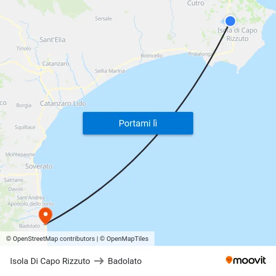 Isola Di Capo Rizzuto to Badolato map