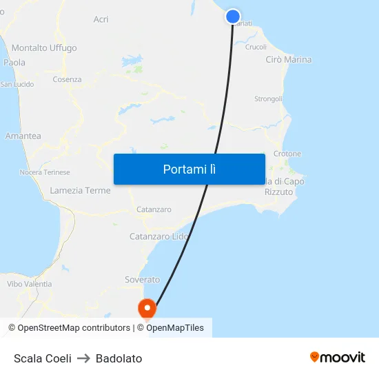 Scala Coeli to Badolato map