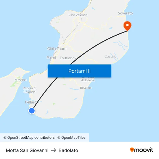 Motta San Giovanni to Badolato map