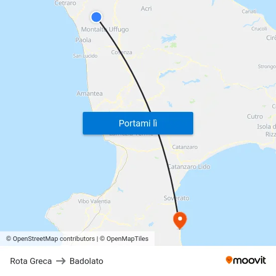 Rota Greca to Badolato map
