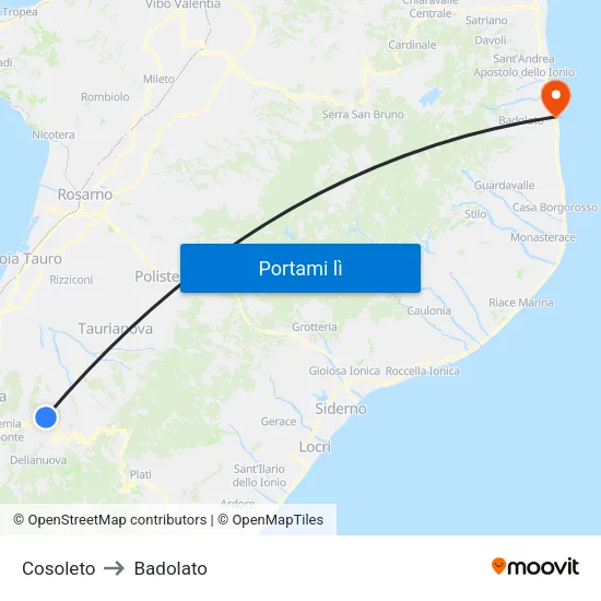 Cosoleto to Badolato map