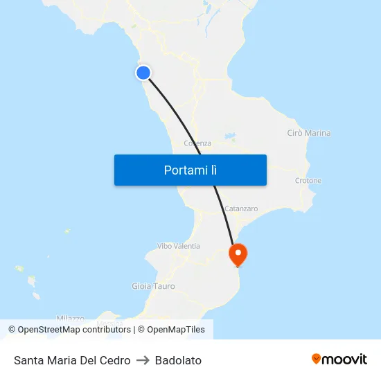 Santa Maria Del Cedro to Badolato map