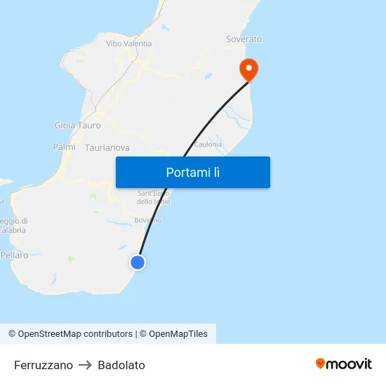 Ferruzzano to Badolato map