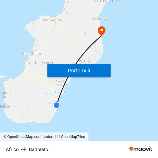Africo to Badolato map