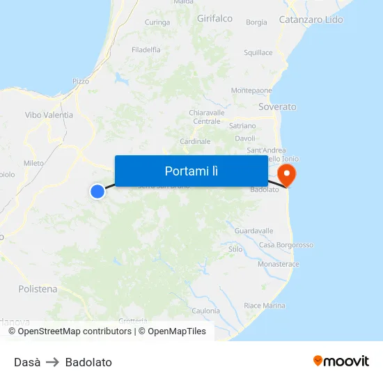 Dasà to Badolato map