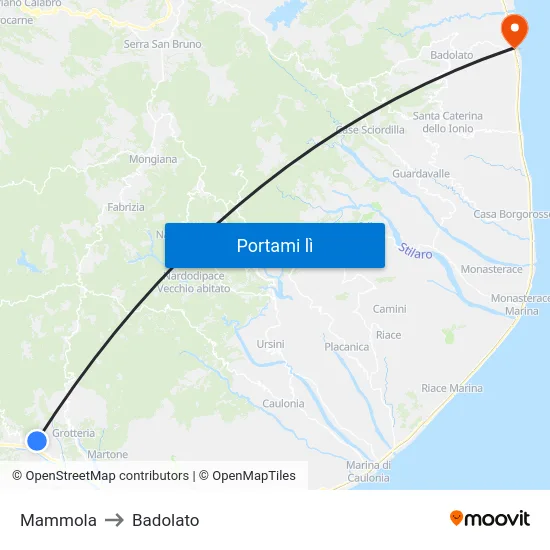 Mammola to Badolato map