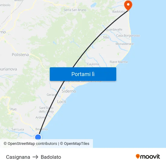 Casignana to Badolato map