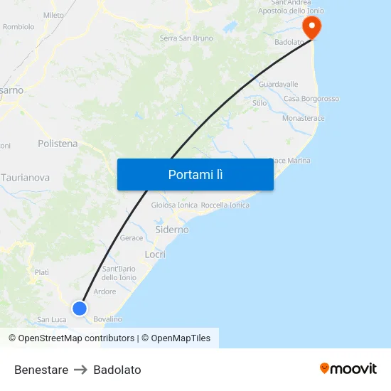 Benestare to Badolato map