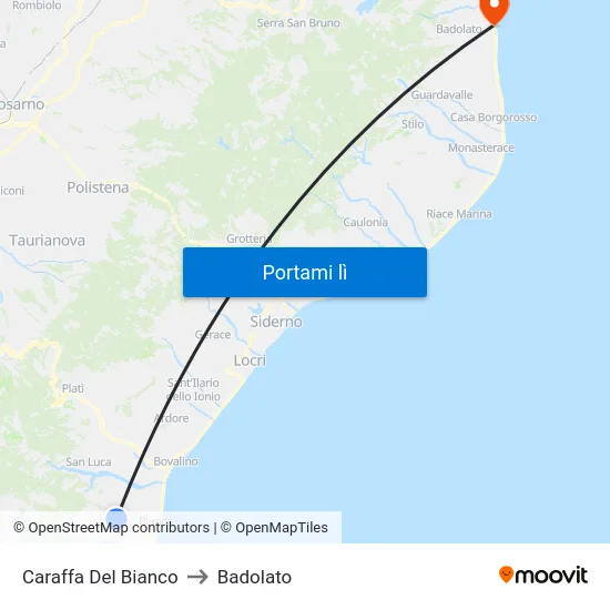 Caraffa Del Bianco to Badolato map