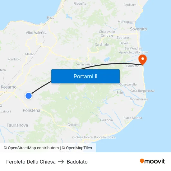 Feroleto Della Chiesa to Badolato map