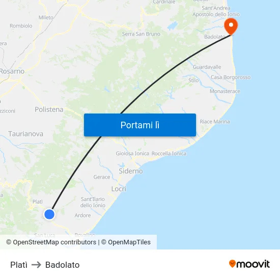 Platì to Badolato map