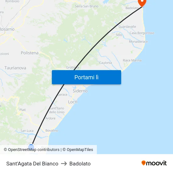 Sant'Agata Del Bianco to Badolato map