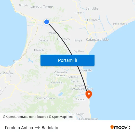 Feroleto Antico to Badolato map