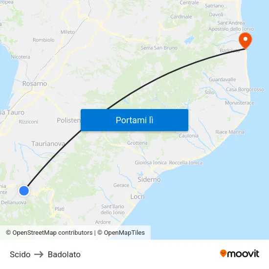 Scido to Badolato map