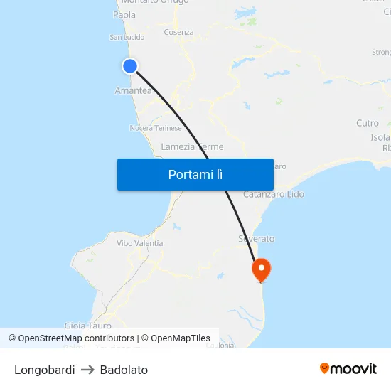Longobardi to Badolato map