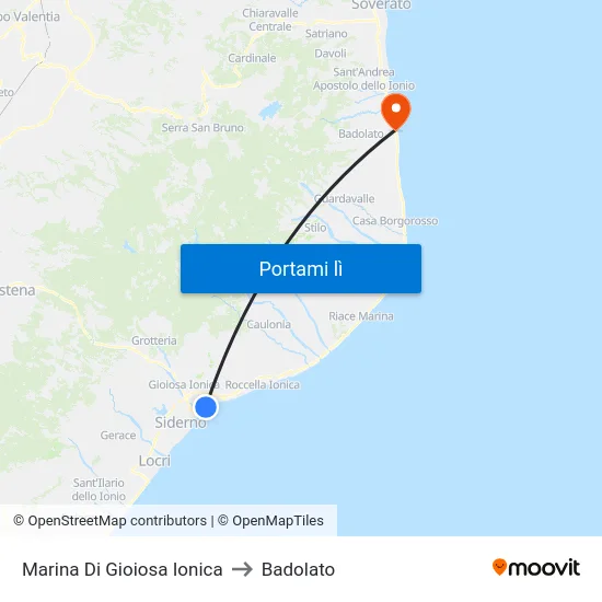 Marina Di Gioiosa Ionica to Badolato map