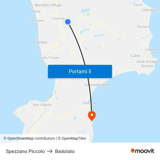 Spezzano Piccolo to Badolato map