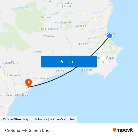Crotone to Simeri Crichi map