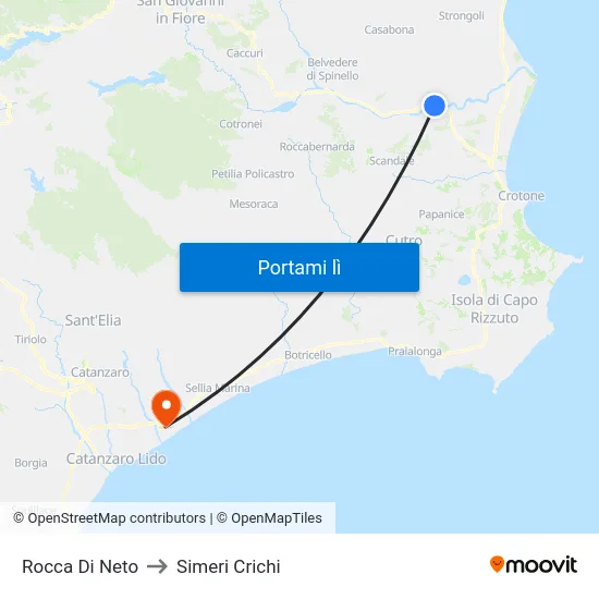 Rocca Di Neto to Simeri Crichi map