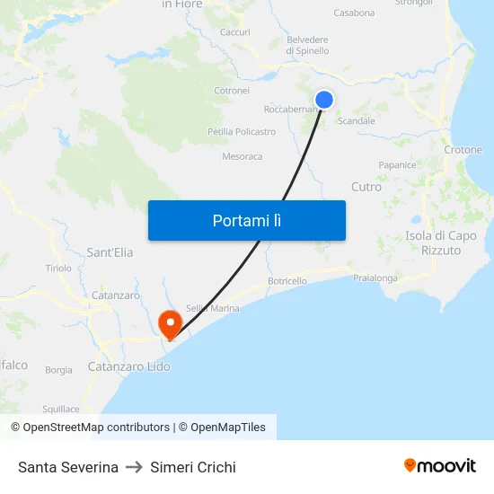 Santa Severina to Simeri Crichi map