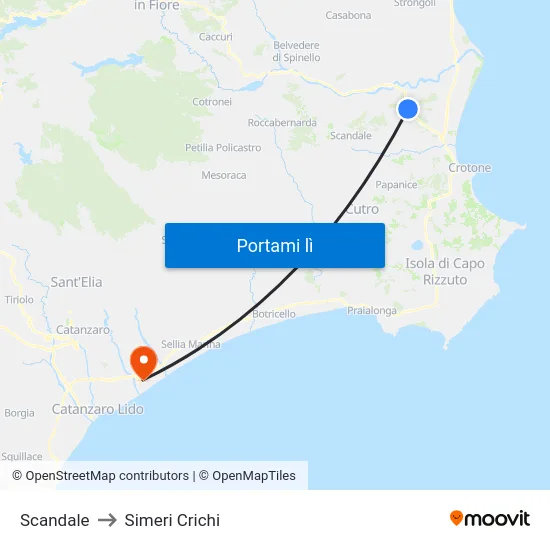 Scandale to Simeri Crichi map