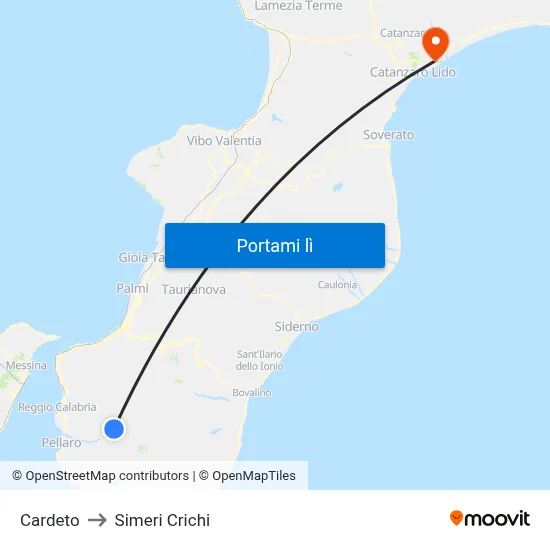 Cardeto to Simeri Crichi map