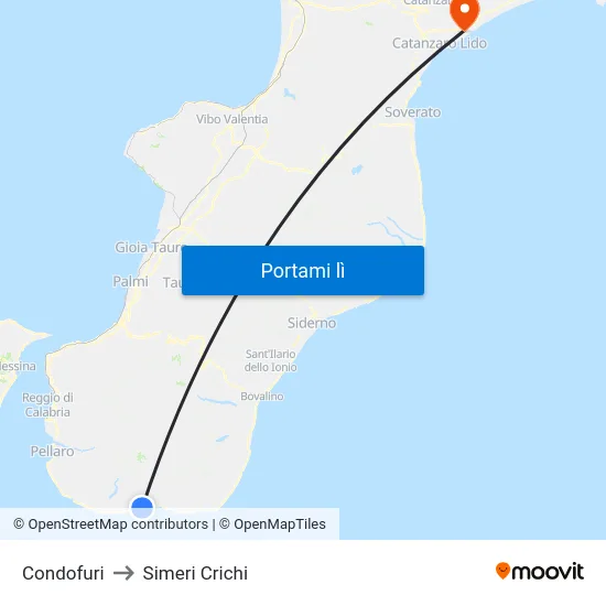 Condofuri to Simeri Crichi map