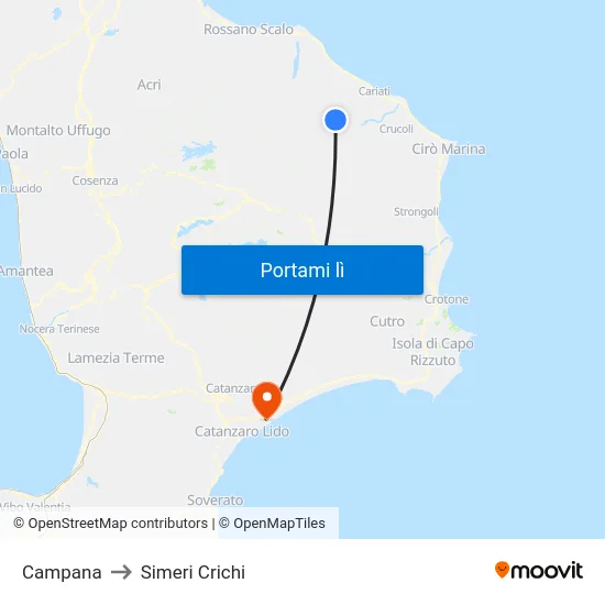 Campana to Simeri Crichi map