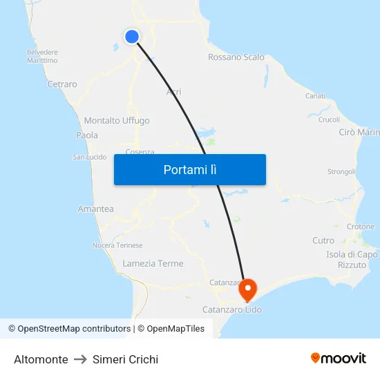 Altomonte to Simeri Crichi map