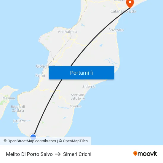 Melito Di Porto Salvo to Simeri Crichi map