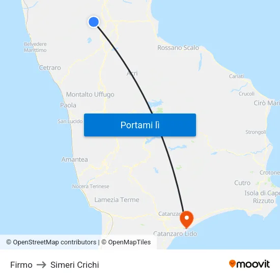 Firmo to Simeri Crichi map