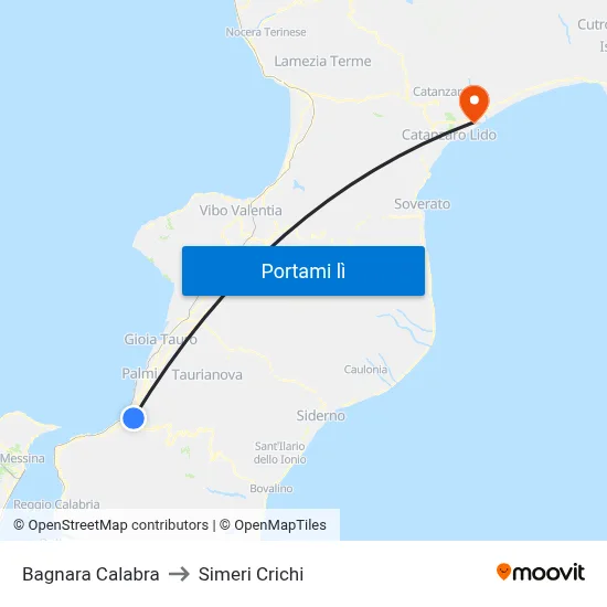 Bagnara Calabra to Simeri Crichi map