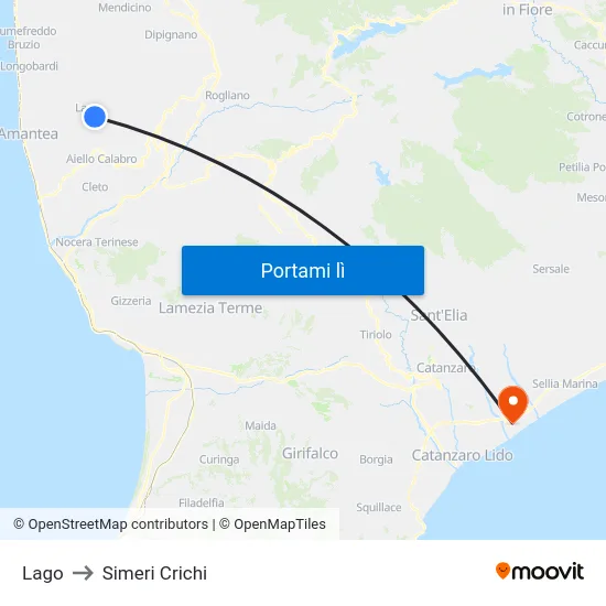 Lago to Simeri Crichi map