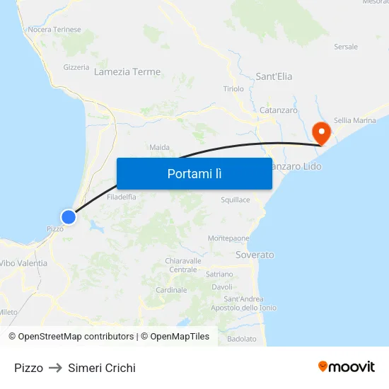 Pizzo to Simeri Crichi map