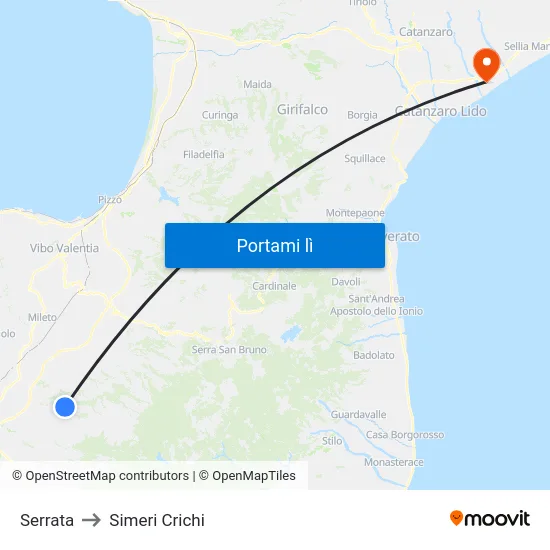 Serrata to Simeri Crichi map