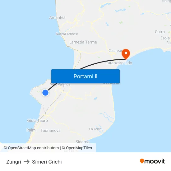 Zungri to Simeri Crichi map