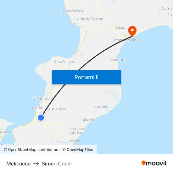 Melicuccà to Simeri Crichi map