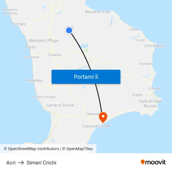 Acri to Simeri Crichi map