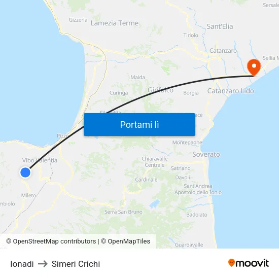 Ionadi to Simeri Crichi map