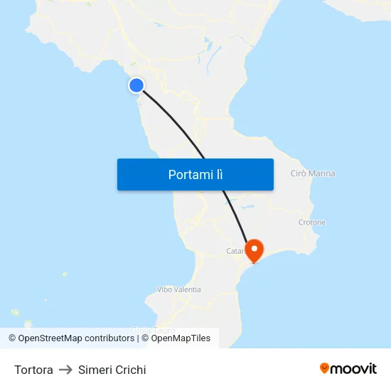 Tortora to Simeri Crichi map