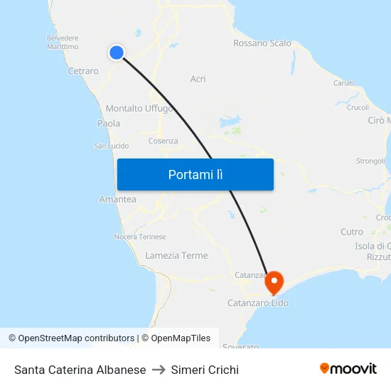 Santa Caterina Albanese to Simeri Crichi map