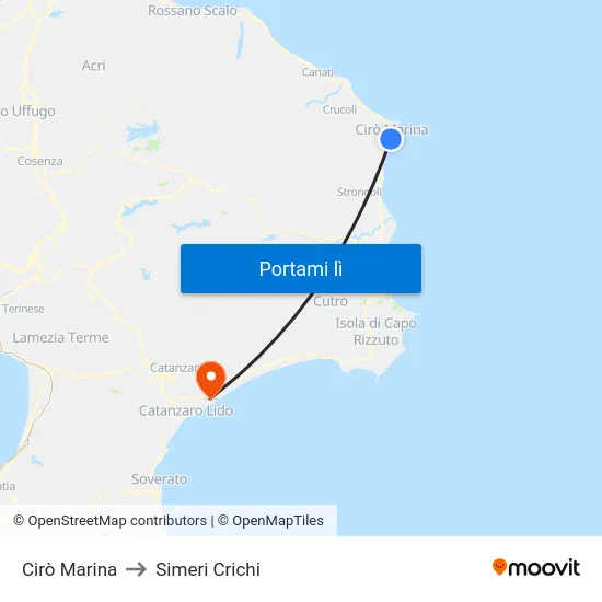 Cirò Marina to Simeri Crichi map