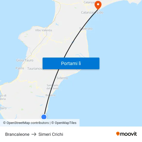 Brancaleone to Simeri Crichi map