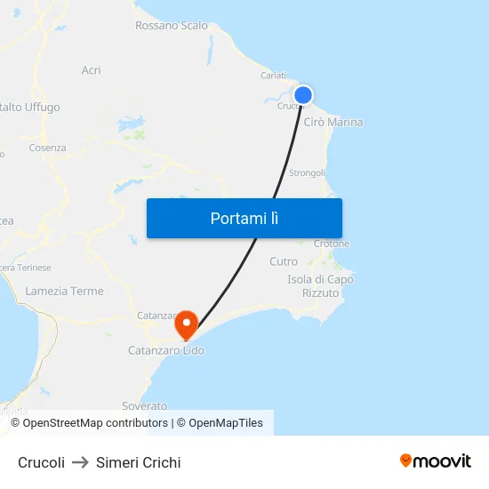 Crucoli to Simeri Crichi map