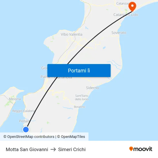 Motta San Giovanni to Simeri Crichi map